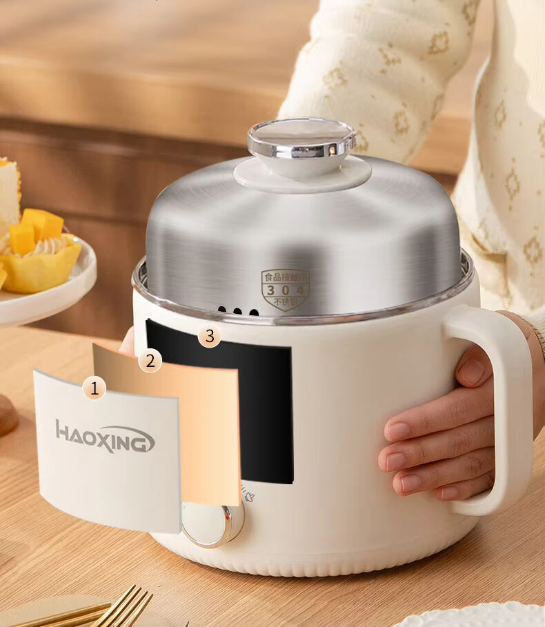 great bear 304 stainless steel mini electric cooking pot personal size 18l for food instant noodles travel portable-6