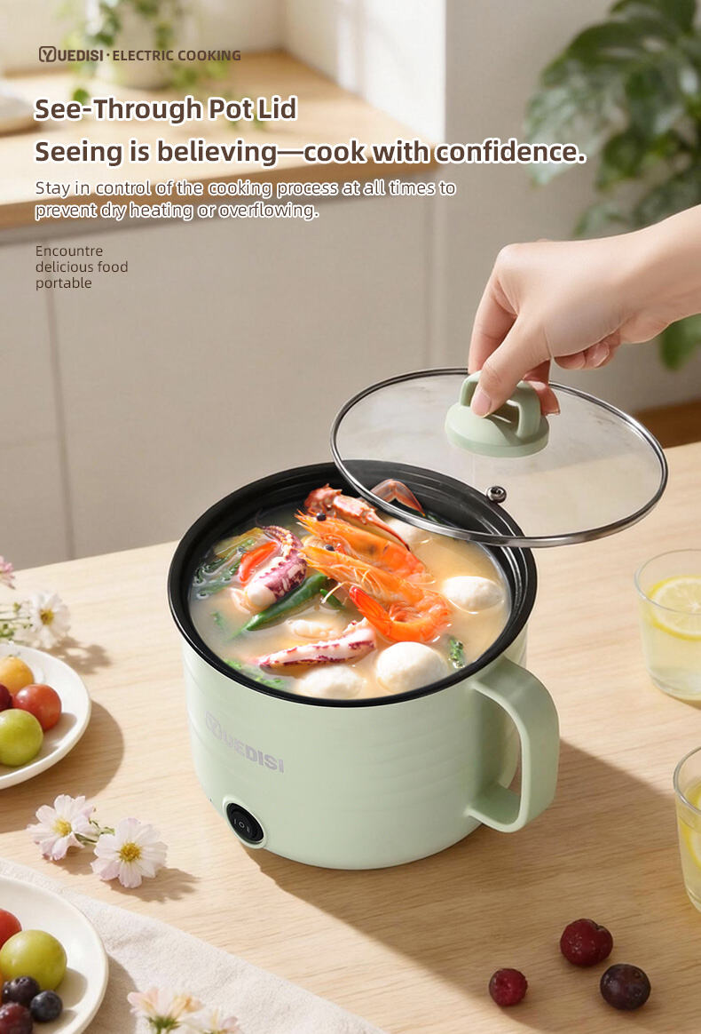 great bear hot sale 18l non stick portable multifunctional easy operation 600w mini electric cooking pot with glass lid-2