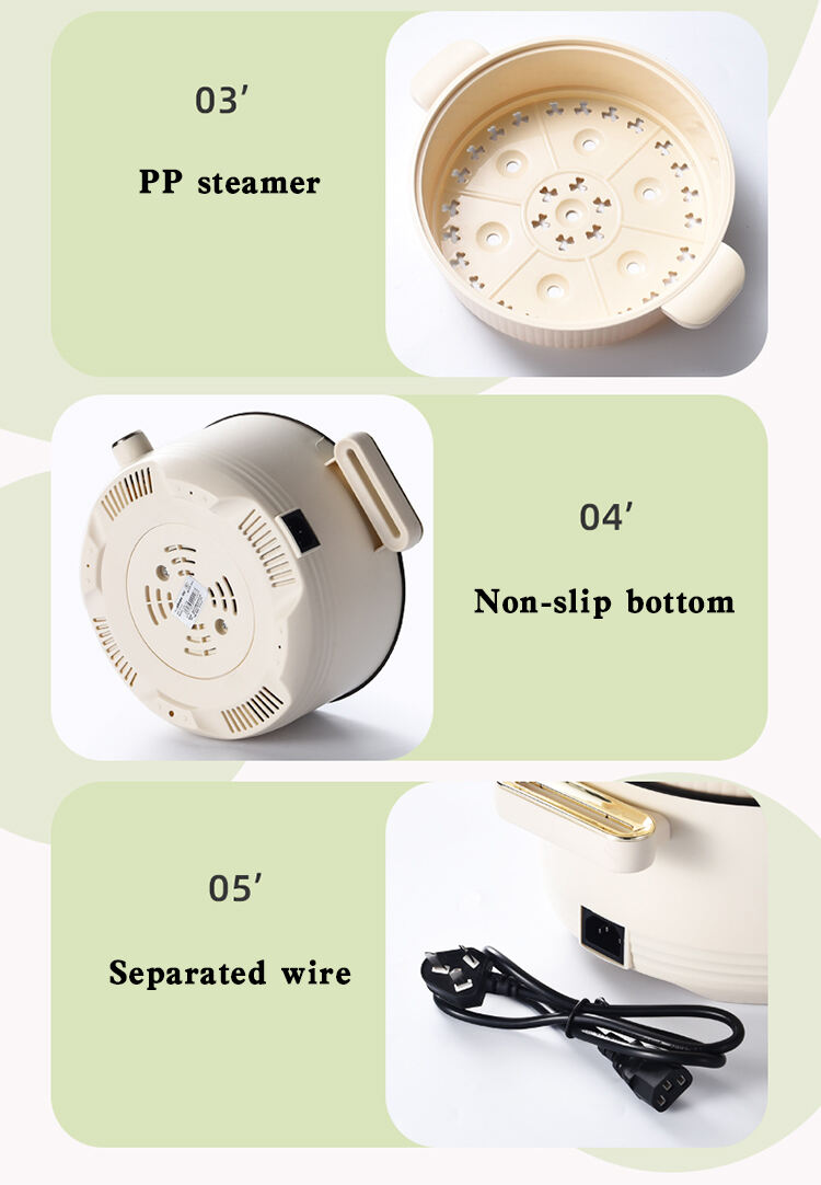 Electric cooking pot with PP steamer