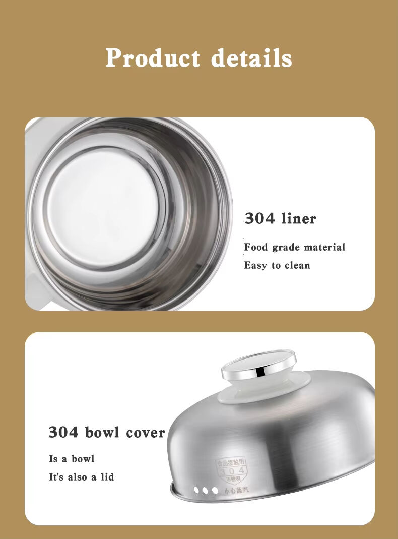 great bear 304 stainless steel mini electric cooking pot personal size 18l for food instant noodles travel portable-2