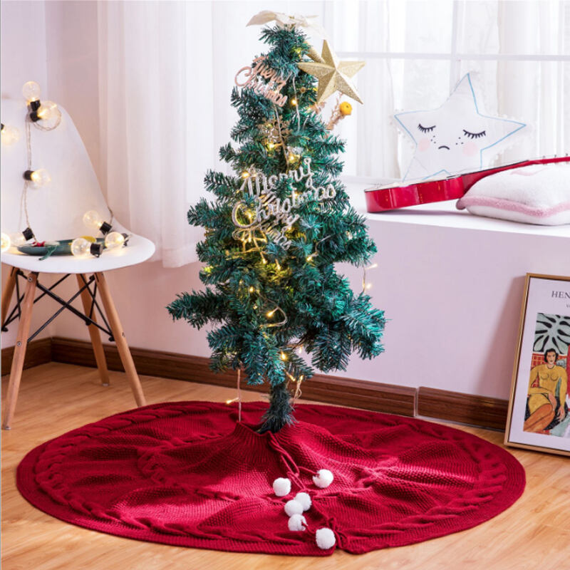 Sq Creative Christmas Tree Pet Crochet  Decoration 100% Acrylic Cable Round  Knitted  Knit Throw Kids Adult Blanket of Home