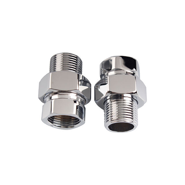 Brass Chrome Straight Threaded Union Fittings for Heated Towel Warmer BJ61006 