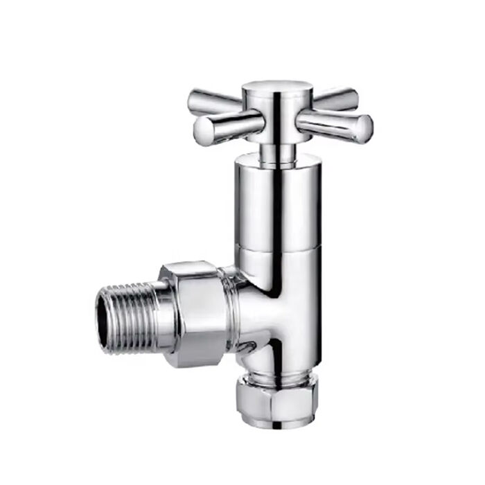 Brass Angled Radiator Valve Chrome Plated  With Cross Handle BJ21005-J