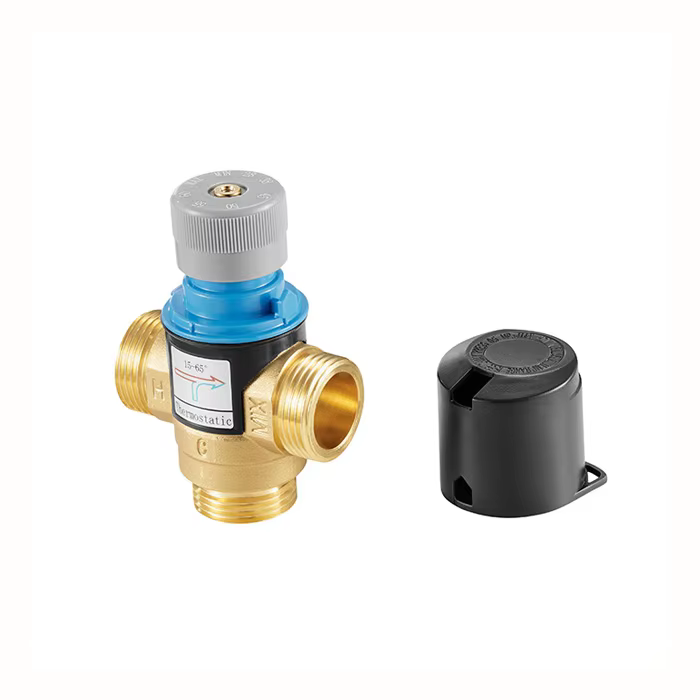 big flow of brass thermostatic 3 ways boiler mixing valve for bathroom shower system bj45008-2