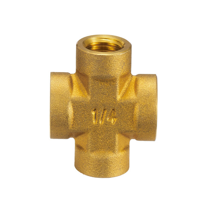 Brass Forged Cross Tee Fittings For Fire Fighting System Connection BJ55014