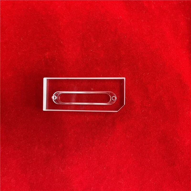 cut corner customize flow quartz cuvette cell with laser drilling hole