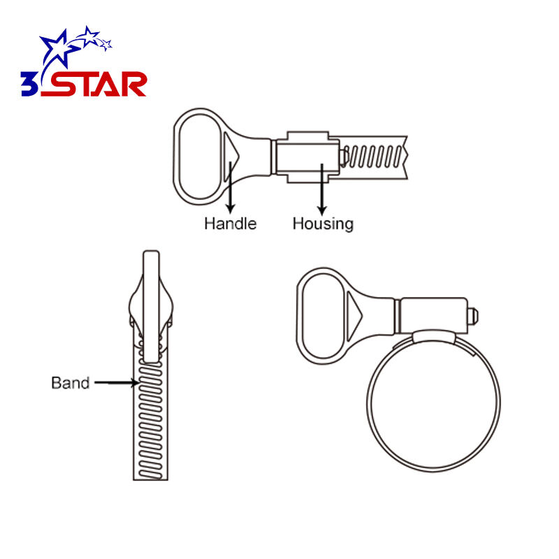 American Type Worm Drive Hose Clamp With Handle - 12.7mm