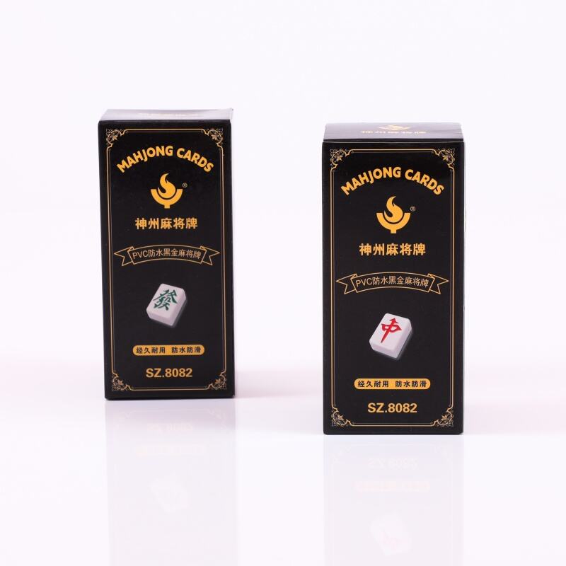 Mahjong Cards, Shenzhou PVC Waterproof Black Gold Version, Durable & Anti-Slip SZ.8082