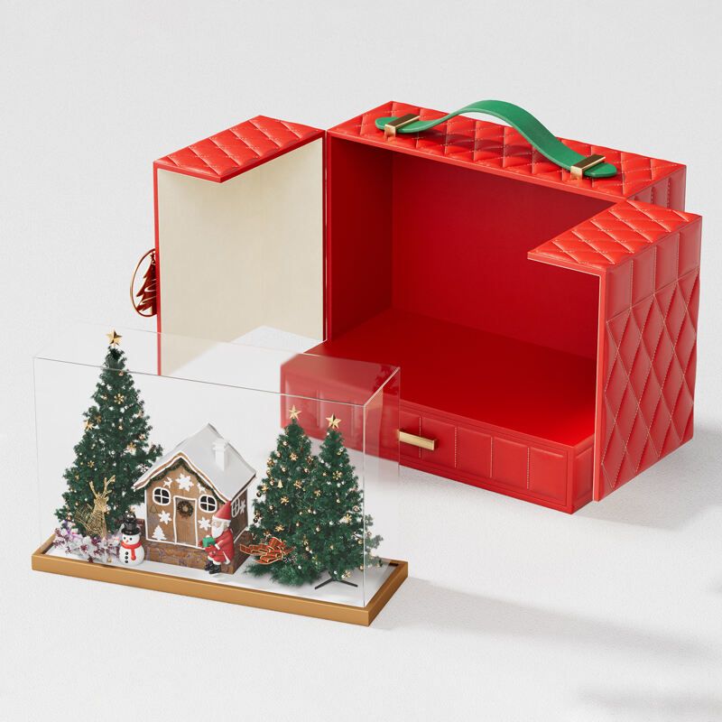 Leather Christmas Tree Gift Box with Ornament