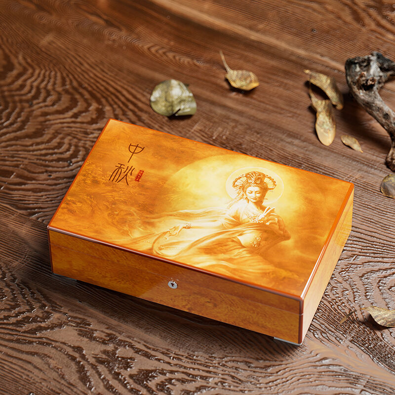 黄色「女媧神話」月饼木製ボックス