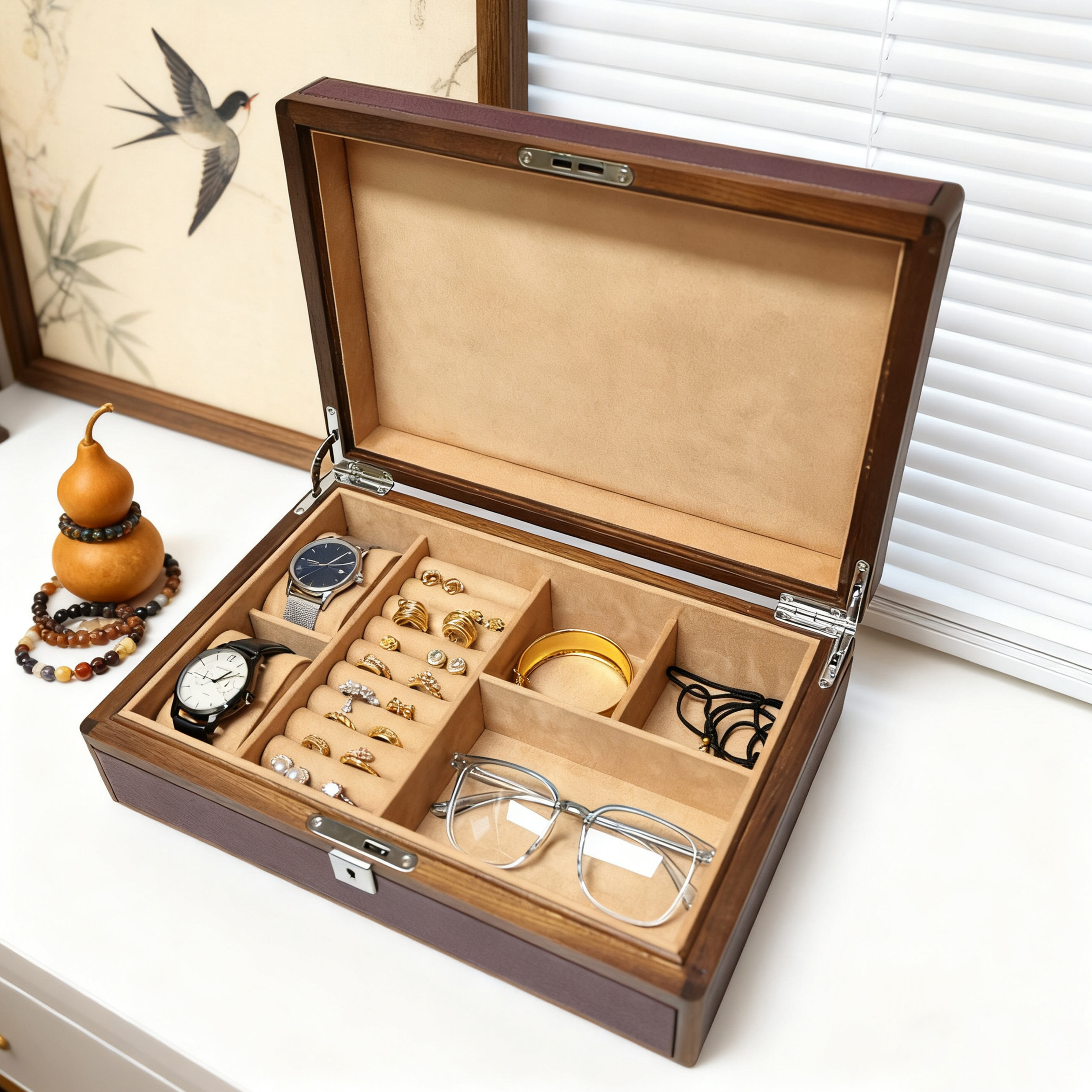 Leather-Finish Multi-Watch Organizer | watch organize