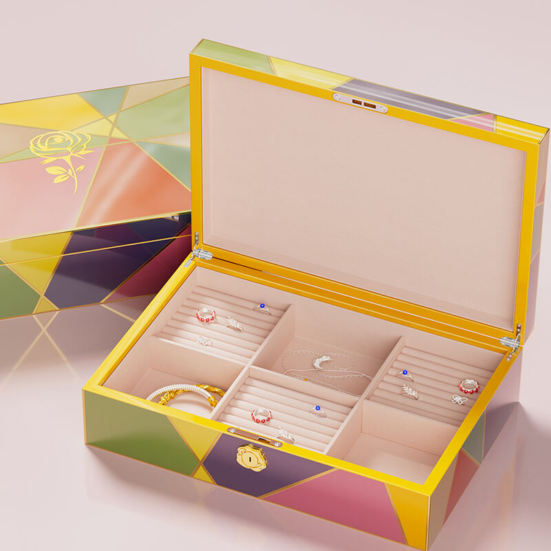 Colorful Striped Jewelry Box with Drawer