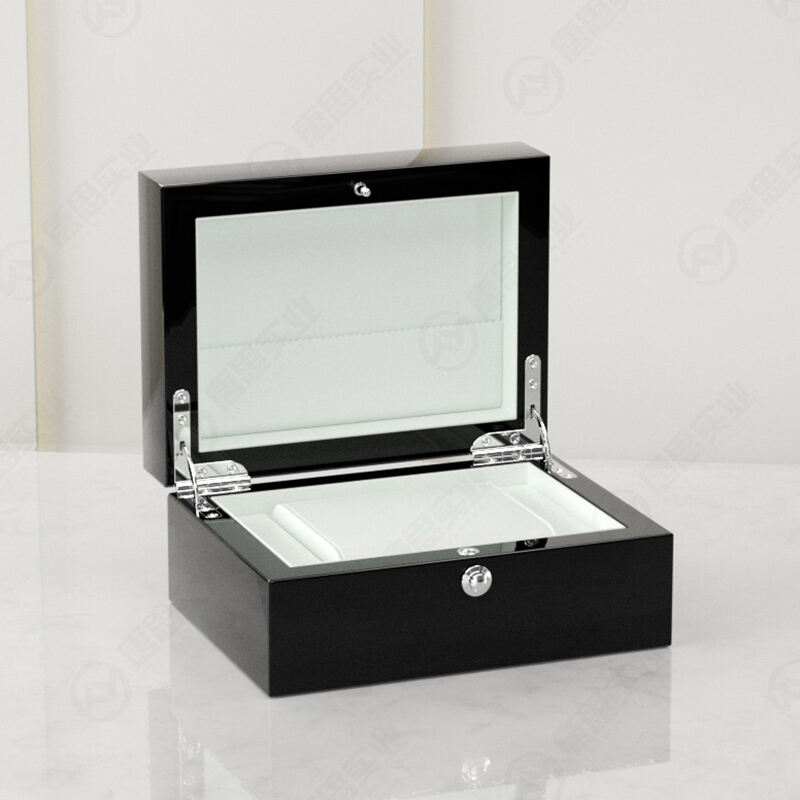Black Wooden Watch Box for Men with Lock System
