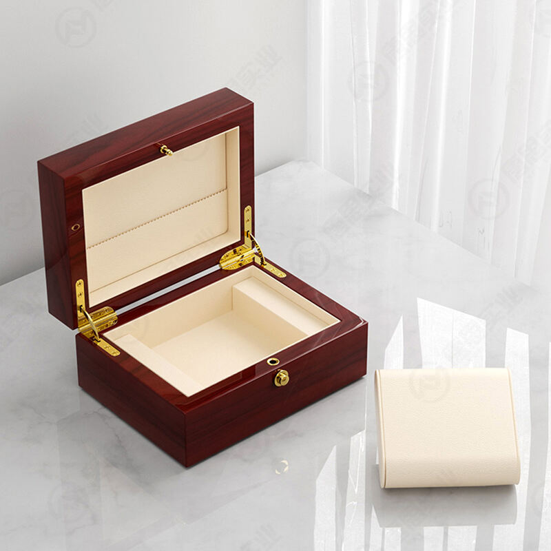 Brown round lock watch box