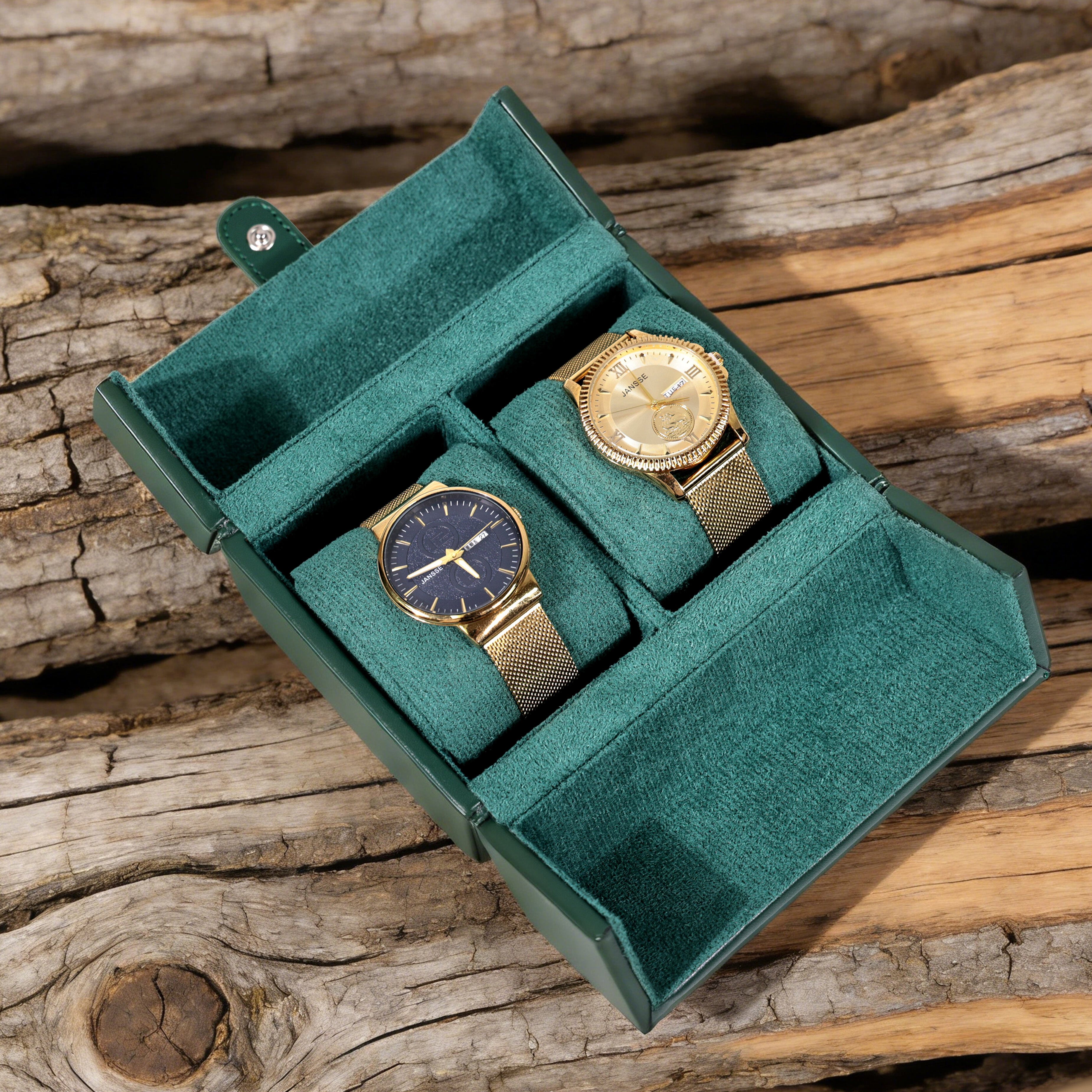 Green Double-Door Two-Watch Box | watch box