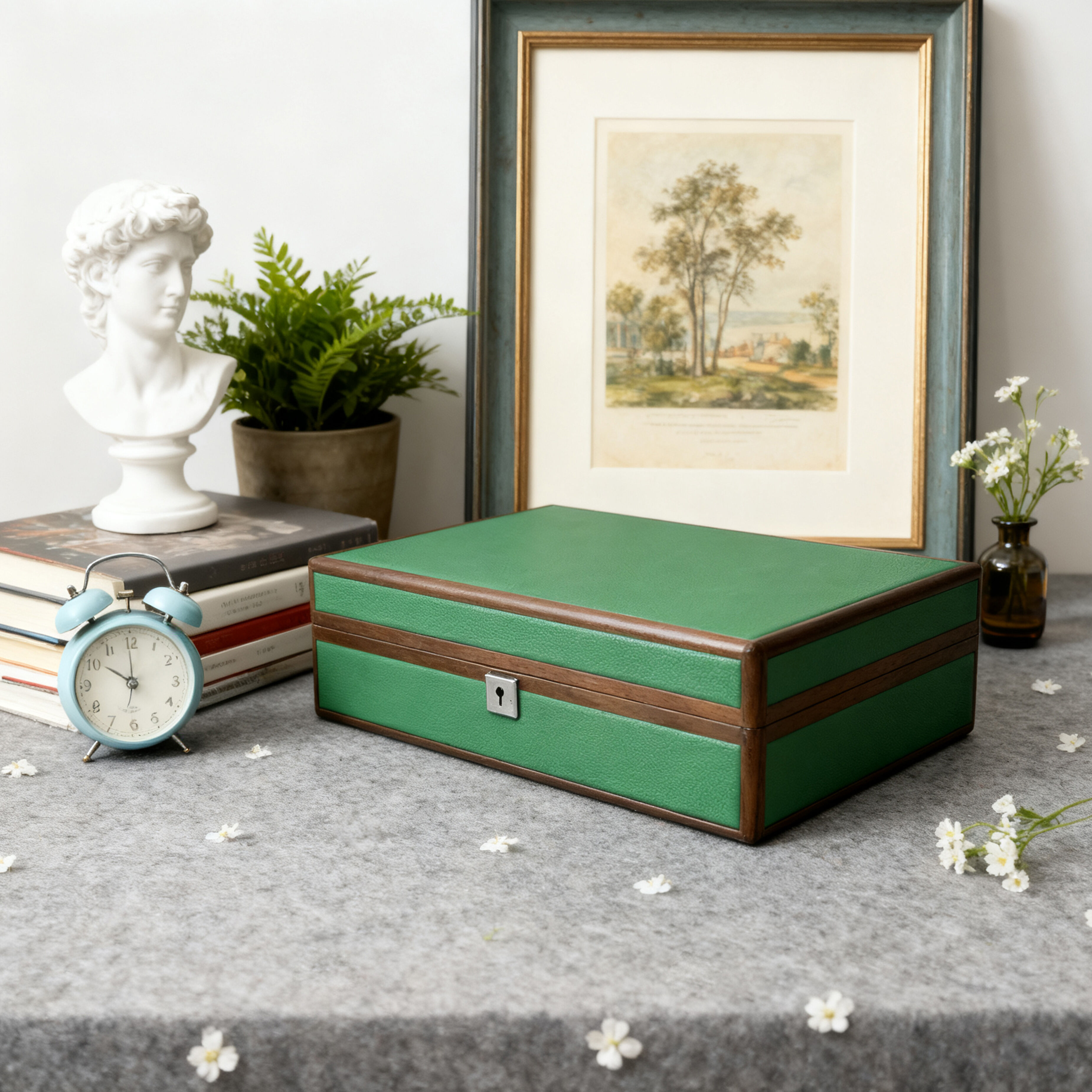 Green Leather-Look Men's Watch Case