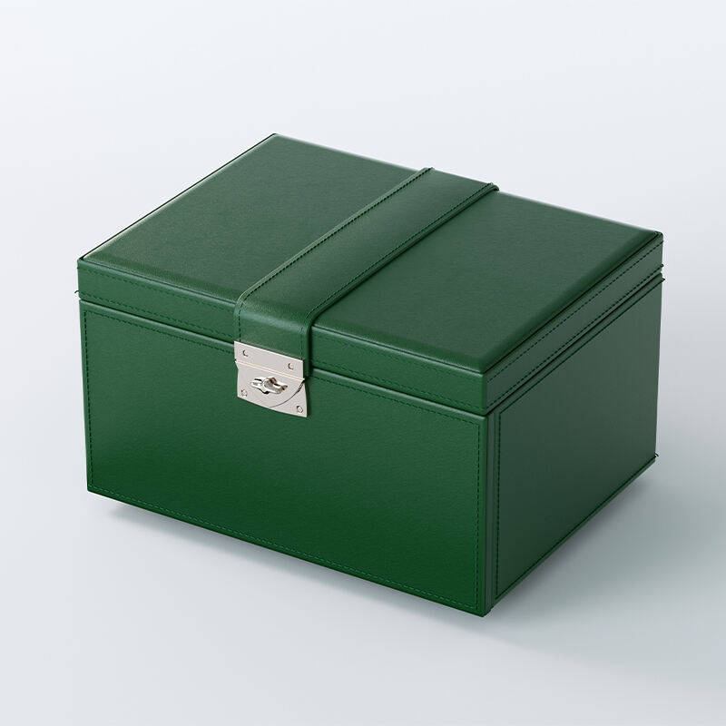 Green Leather Jewelry Box Organiser
