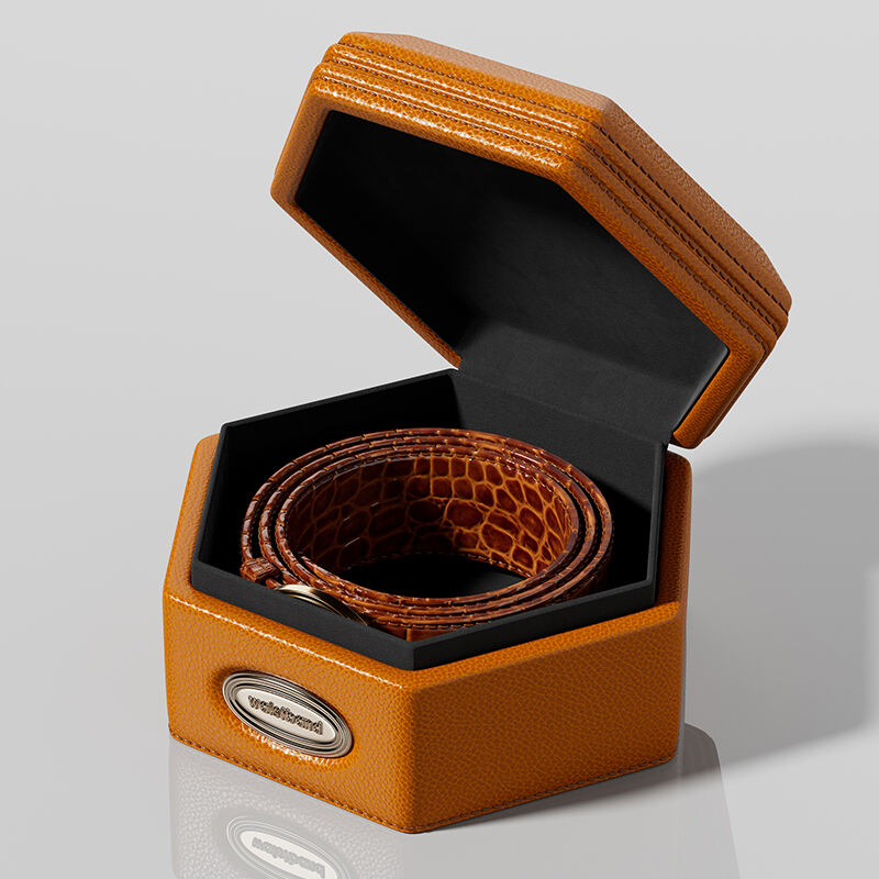 Hexagonal Leather Belt Storage Case