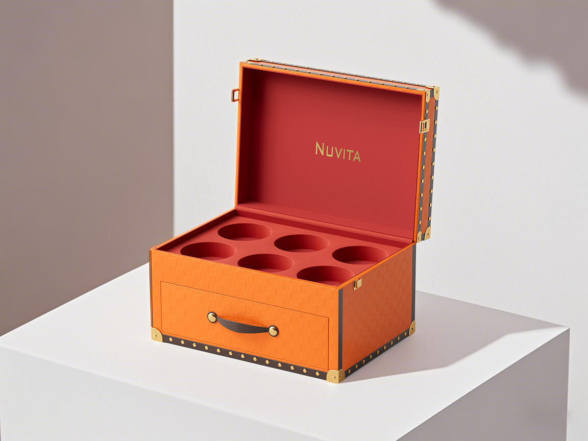 Orange Tiered Leather Organizer Box