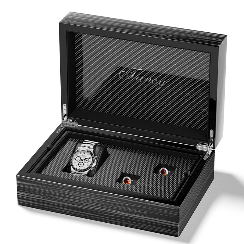Black Textured Wood Watch Case | watch box
