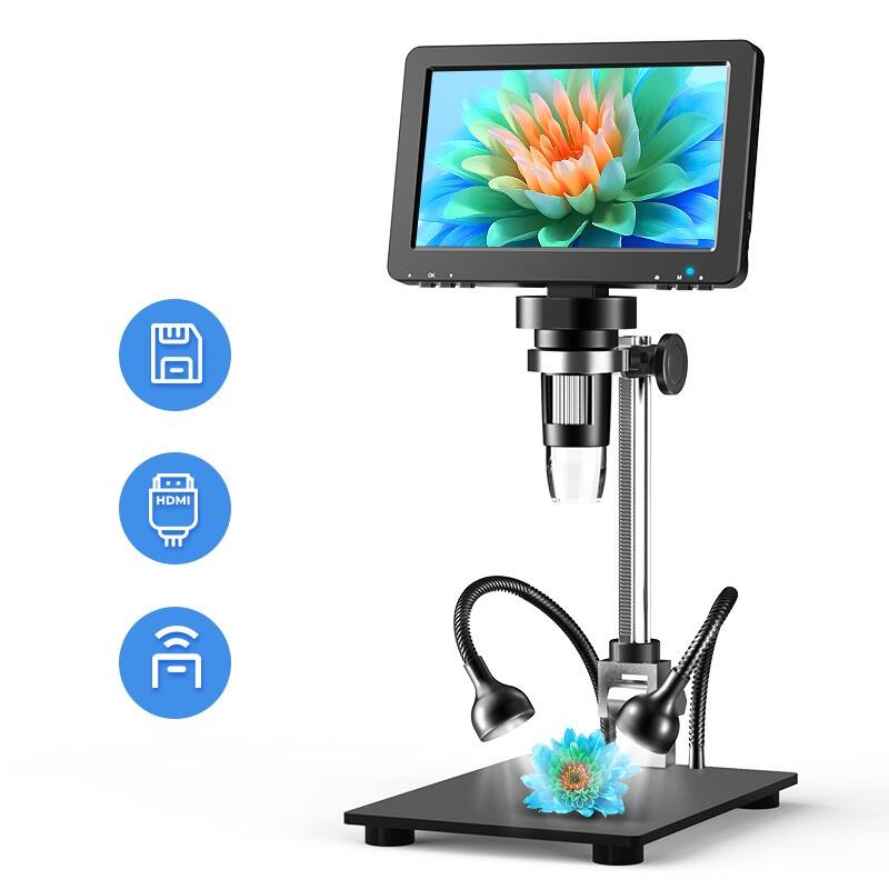 DM9H 7-inch HDMI Digital Microscope 1200X Coin Microscope with IPS Screen 16MP Soldering Microscop