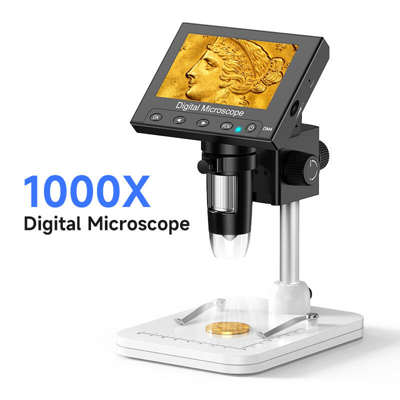 LCD Digital Coin Microscope with 4.3-inch IPS Screen Coin Magnifier with 8 LEDs 