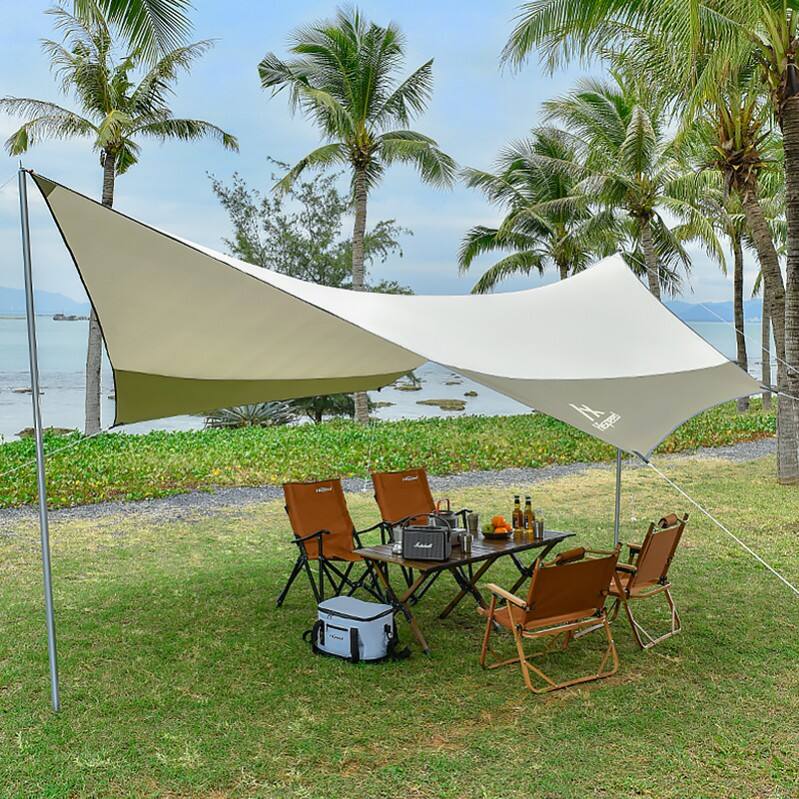 Flysheet Tarp Camping 4m Large 420D Oxford Waterproof Foldable Rain Shelter Tent With Steel Poles