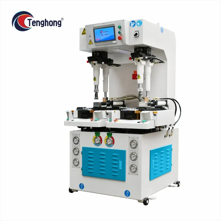 Machine à coller semelle industrielle B2B efficace commandée par automate programmable, robuste et à paroi épaisse