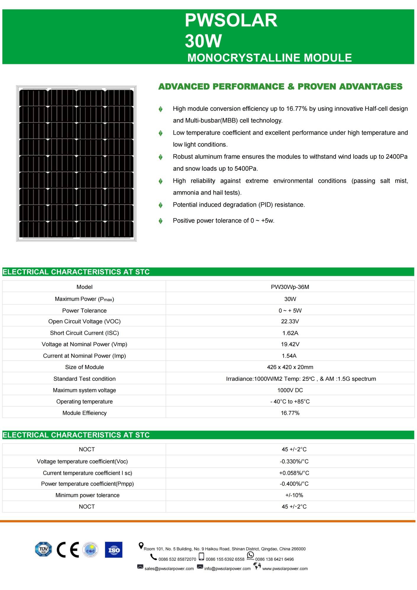 Spec of 30W 36 cells series Mono Solar Panel - 426 420 20mm_01.jpg