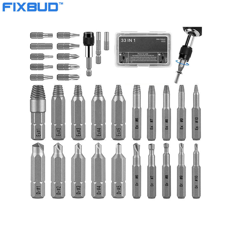 33-Piece Damaged Screw Extractor Set | S2 Steel Double-Head Extractors & Drill Bits