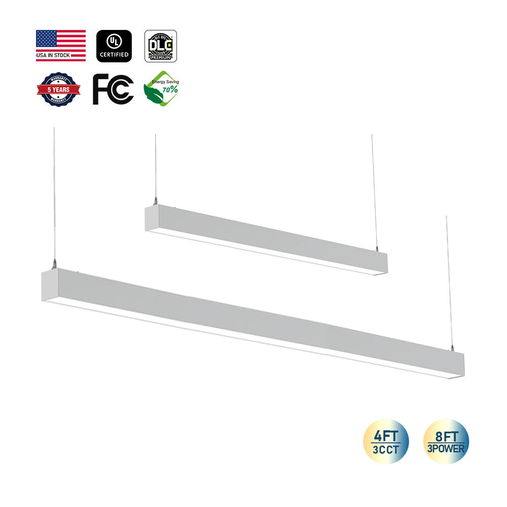 AC120-347V UL/DLC 3CCT Ophangbare Stripbuisklamp - 4FT/8FT Koppelbare LED-Batten voor Scholen & Supermarkten