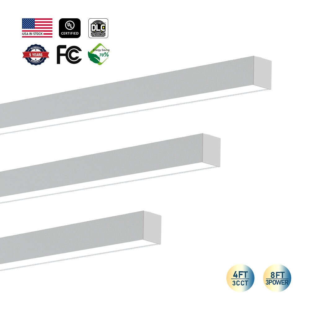 UL/DLC gecertificeerd 3CCT lineair ophanglamp: 4FT/8FT koppelbare stripbuis voor scholen & supermarkten (AC120-347V)