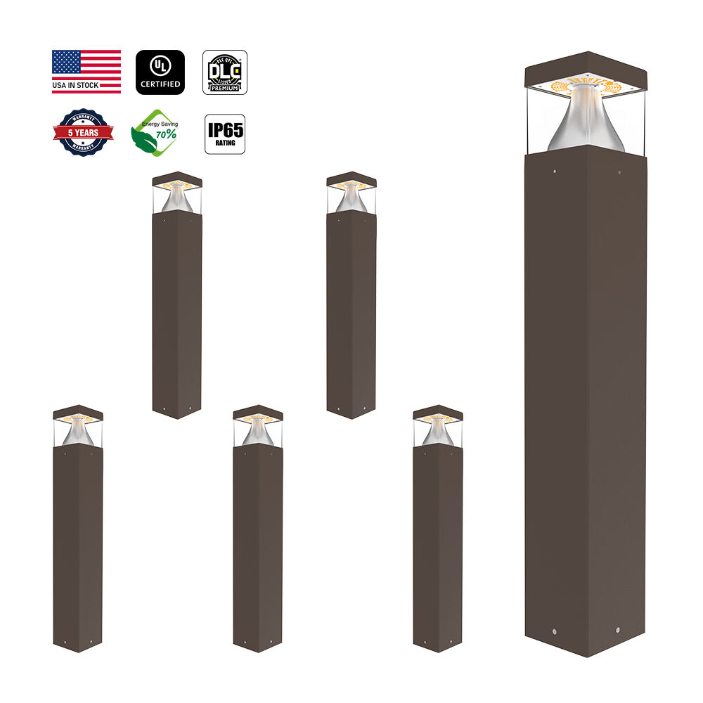 IP65 Aluminium LED-bollardlampor - 14W/19W/24W Yttre stigbelysning med vid spänningsomfång (120-347V AC)