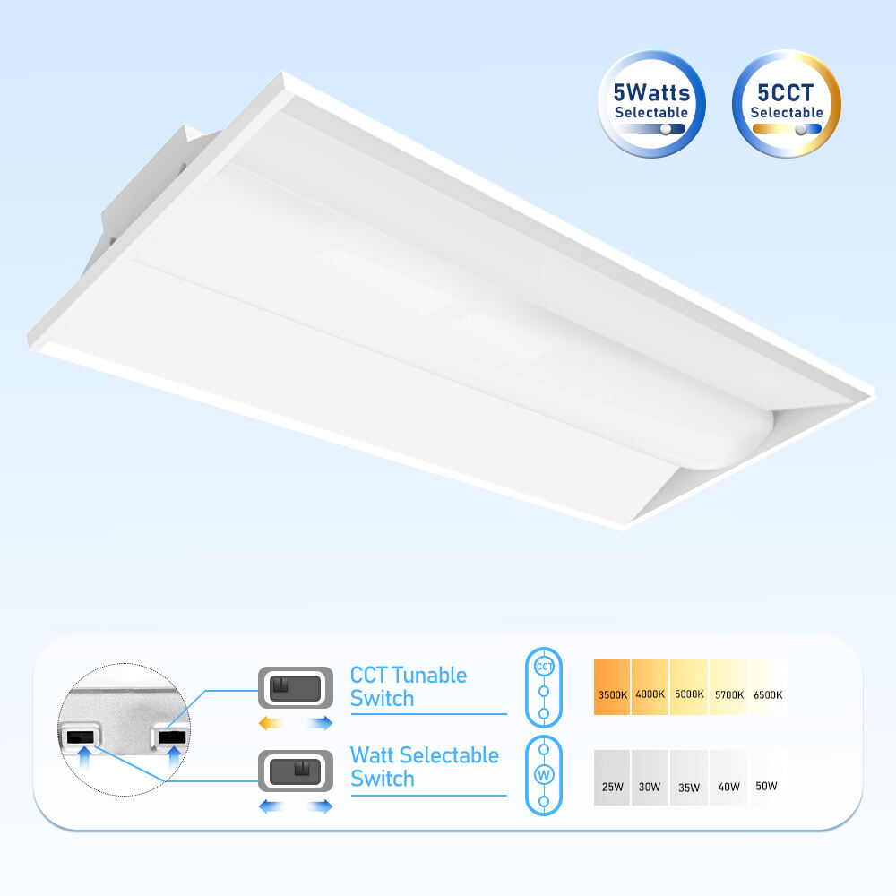 Speciaal aanbod, bestseller 2X4 3000-5000K CCT-selecteerbare commerciële en industriële verlichting LED-inbouwplafondlamp