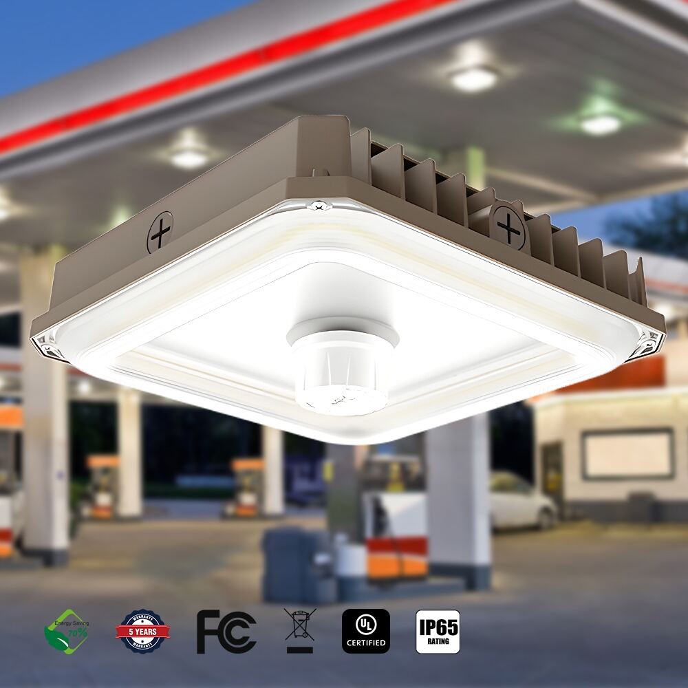 luz de Estacionamento LED com Garantia de 5 Anos 100W/80W/60W - Potência Ajustável em 3 Níveis e 3CCT (3500K~5000K, 130lm/W) para Iluminação de Coberturas