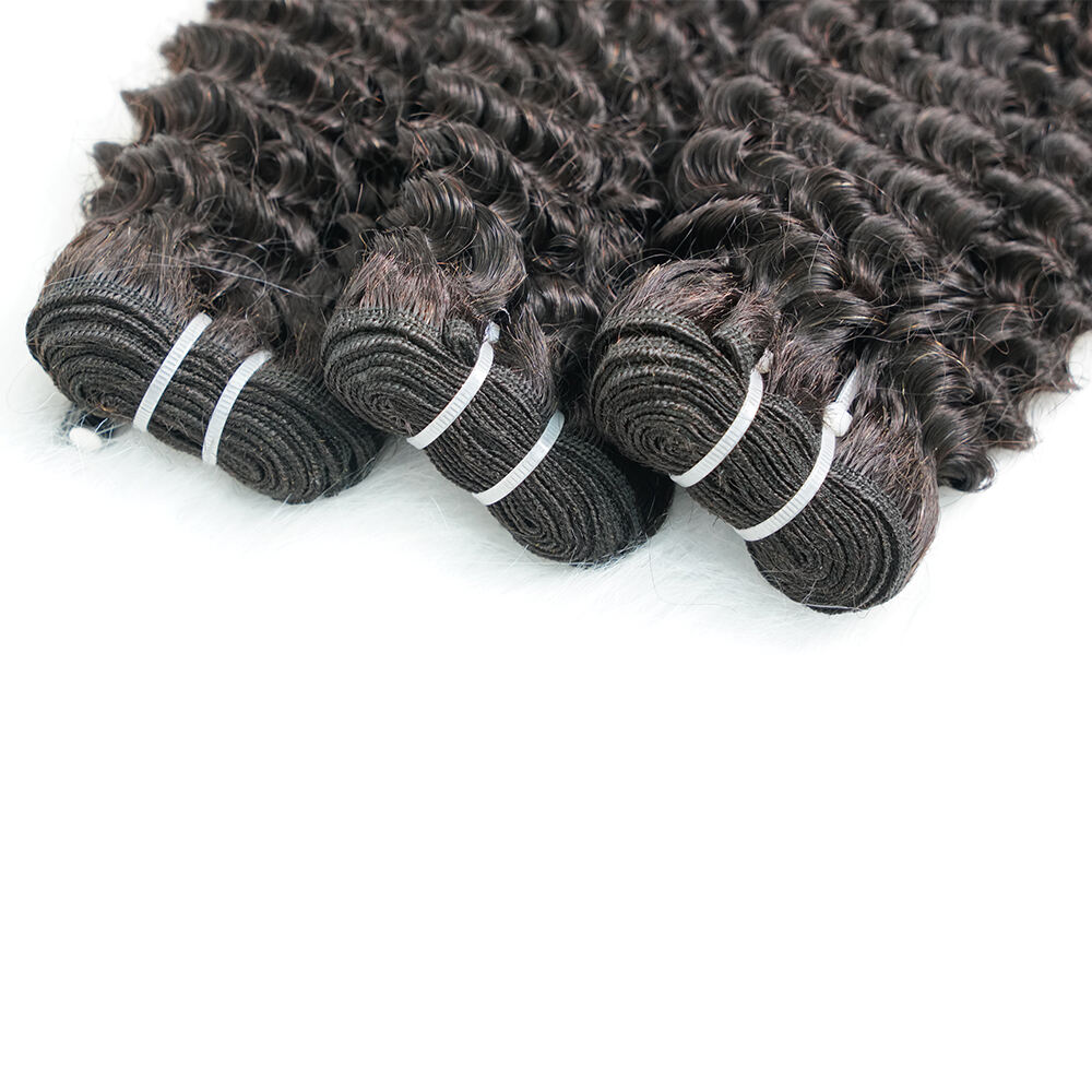 Engros 15-102 cm djupt krulligt osmodifierat brasilianskt hår #1B naturlig färg