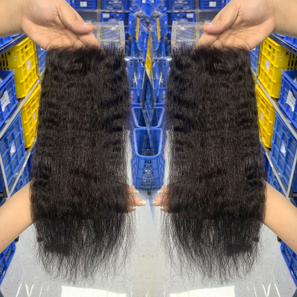 Wholesale 12-22Inch Yaki Straight Pre-plucked HD Lace 4*4 Lace Closure