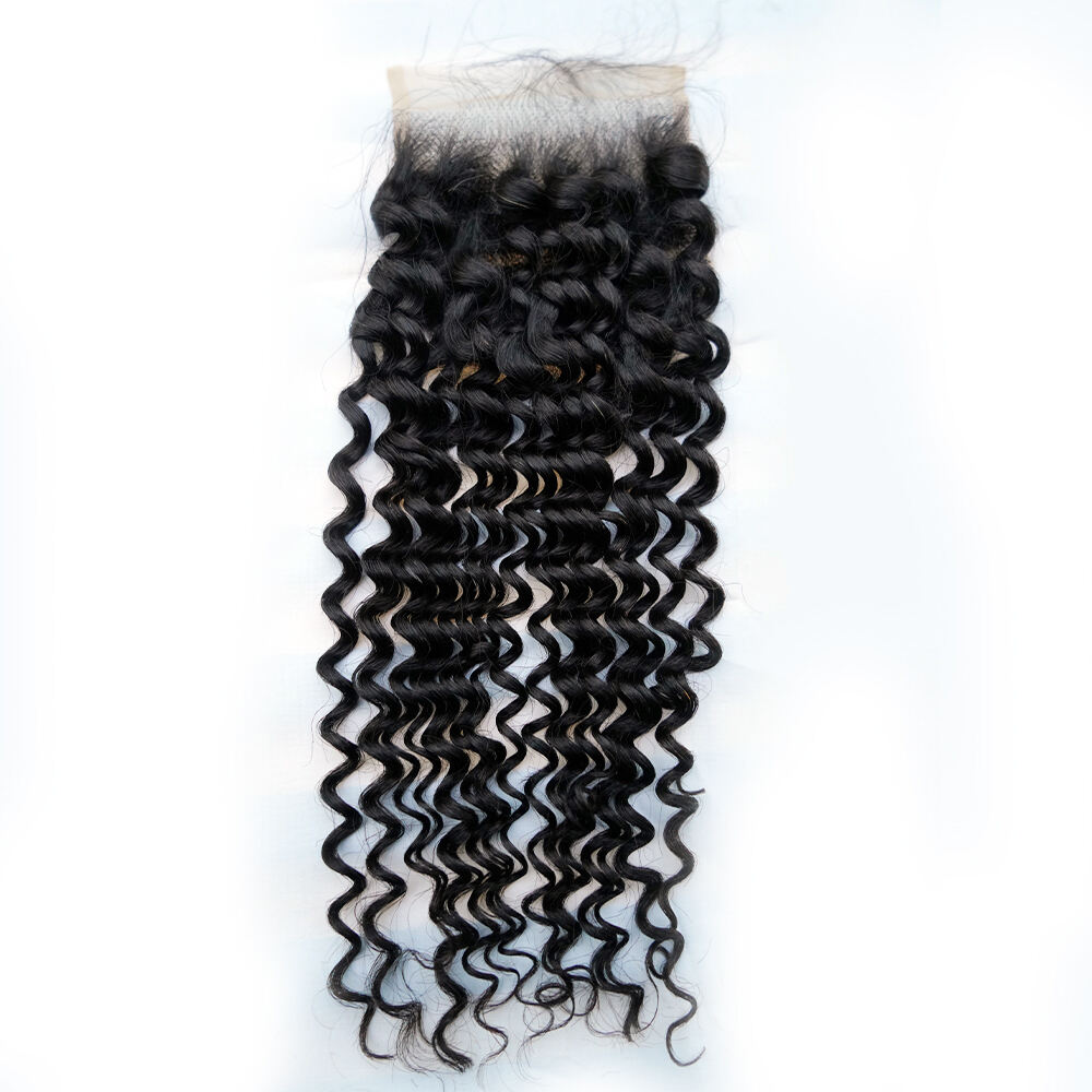 Wholesale 10-22Inch Deep Wave Pre-plucked Transparent 4*4 Lace Closure