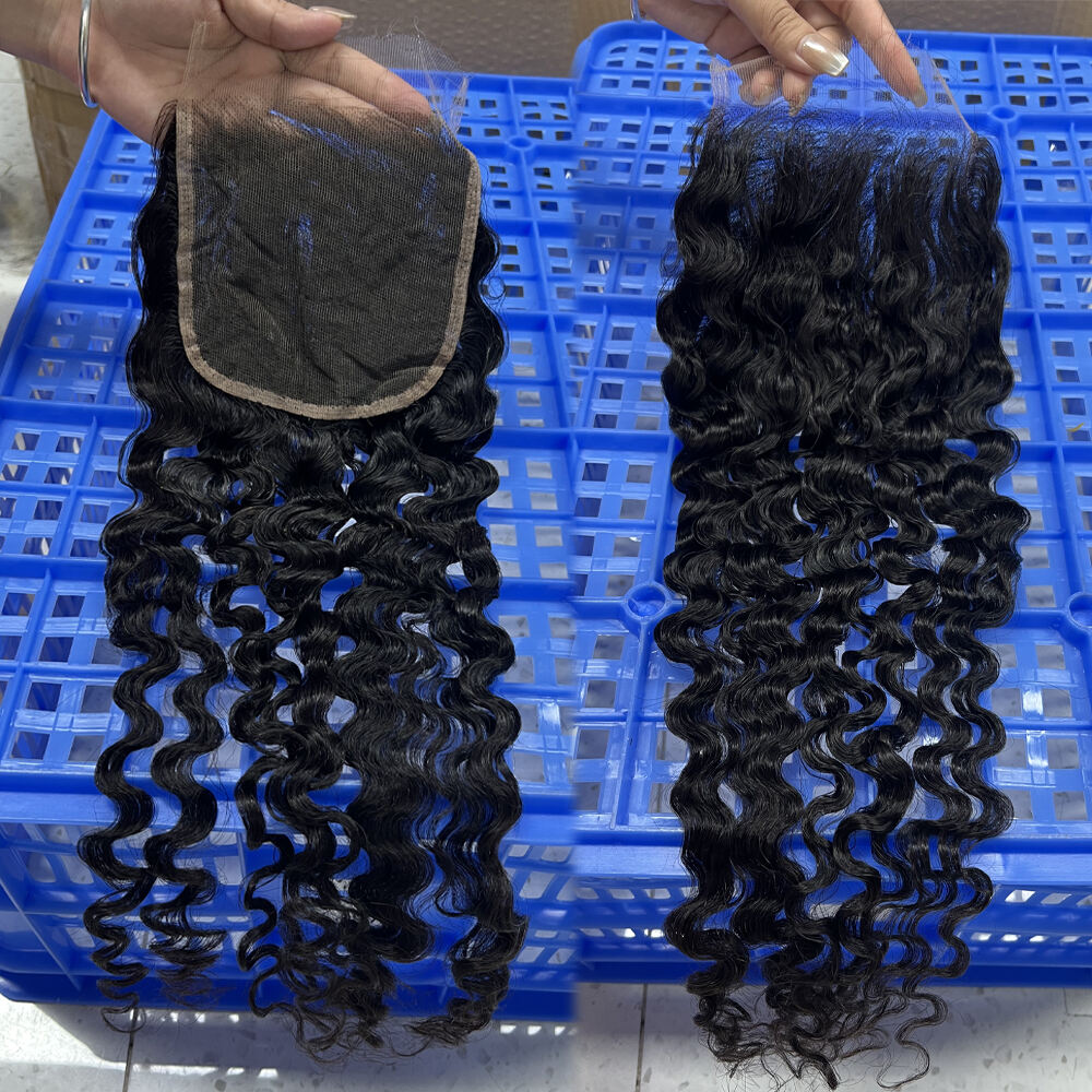 Wholesale 12-22Inch Burmese Curly Pre-plucked HD lace  4*4 Lace Closure