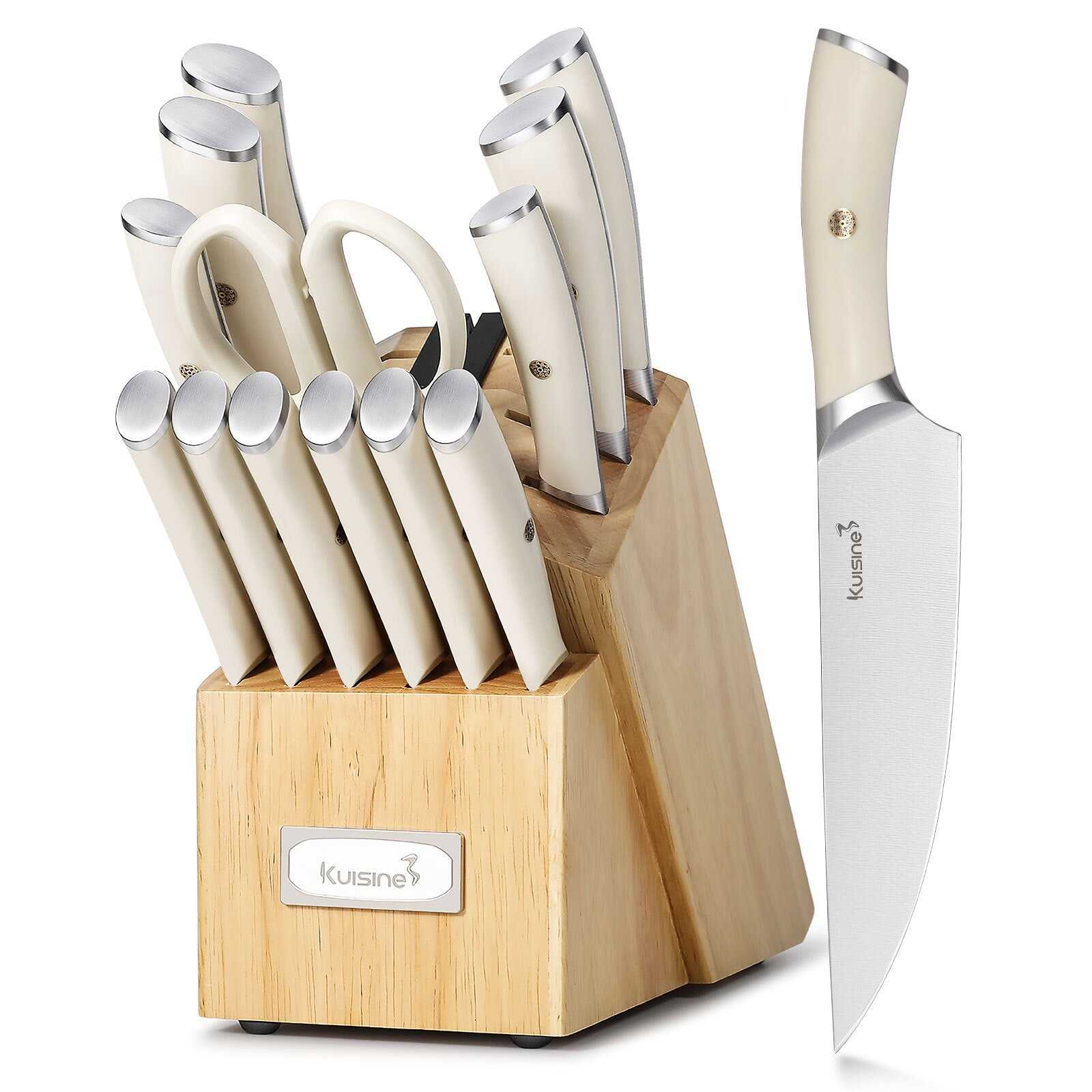 15-Piece High Carbon Stainless Steel KnifeBlock Set with Ergonomic Handle