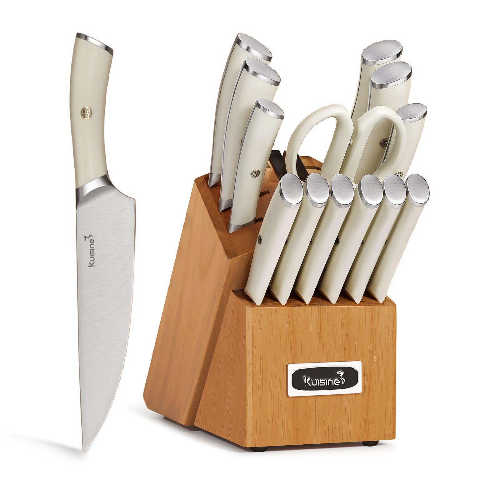 15-Piece Premium Knife Block Set with Ergonomic Handle