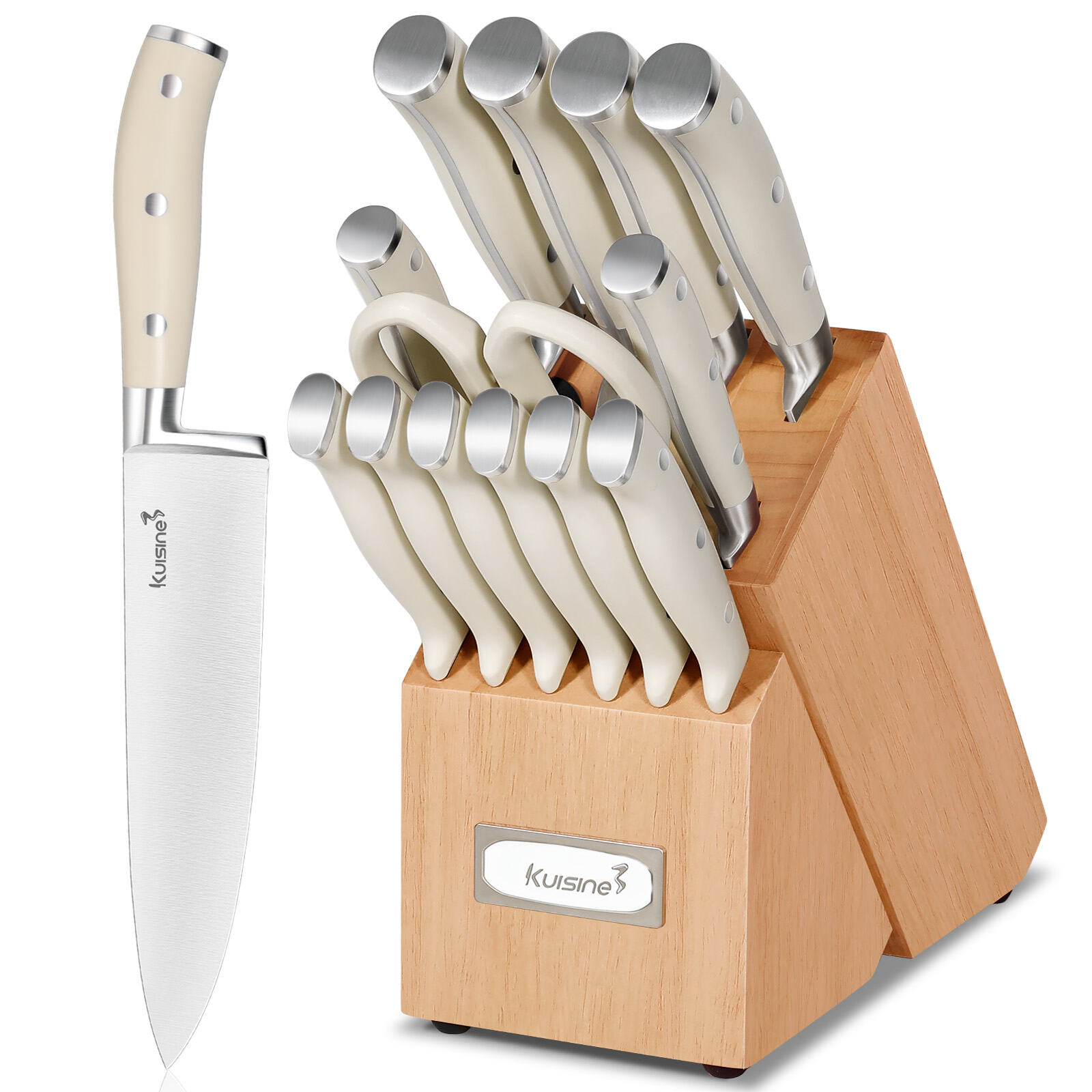 15-Piece Ultra Sharp Blade Knife Block Set with Ergonomic Handle
