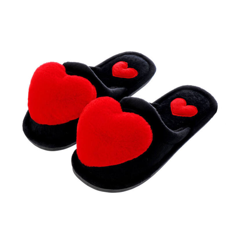 Autumn and Winter New Floor Non-slip Warm Women's Big love Cartoon Heart Home slippers for Women