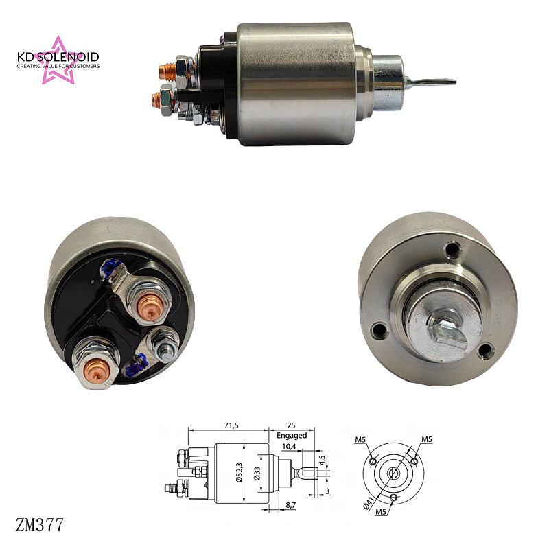377 12 V avtomatik solenoid ventil releysi, yuk avtomobillari va ekskavatorlar uchun ehtiyot qismlari