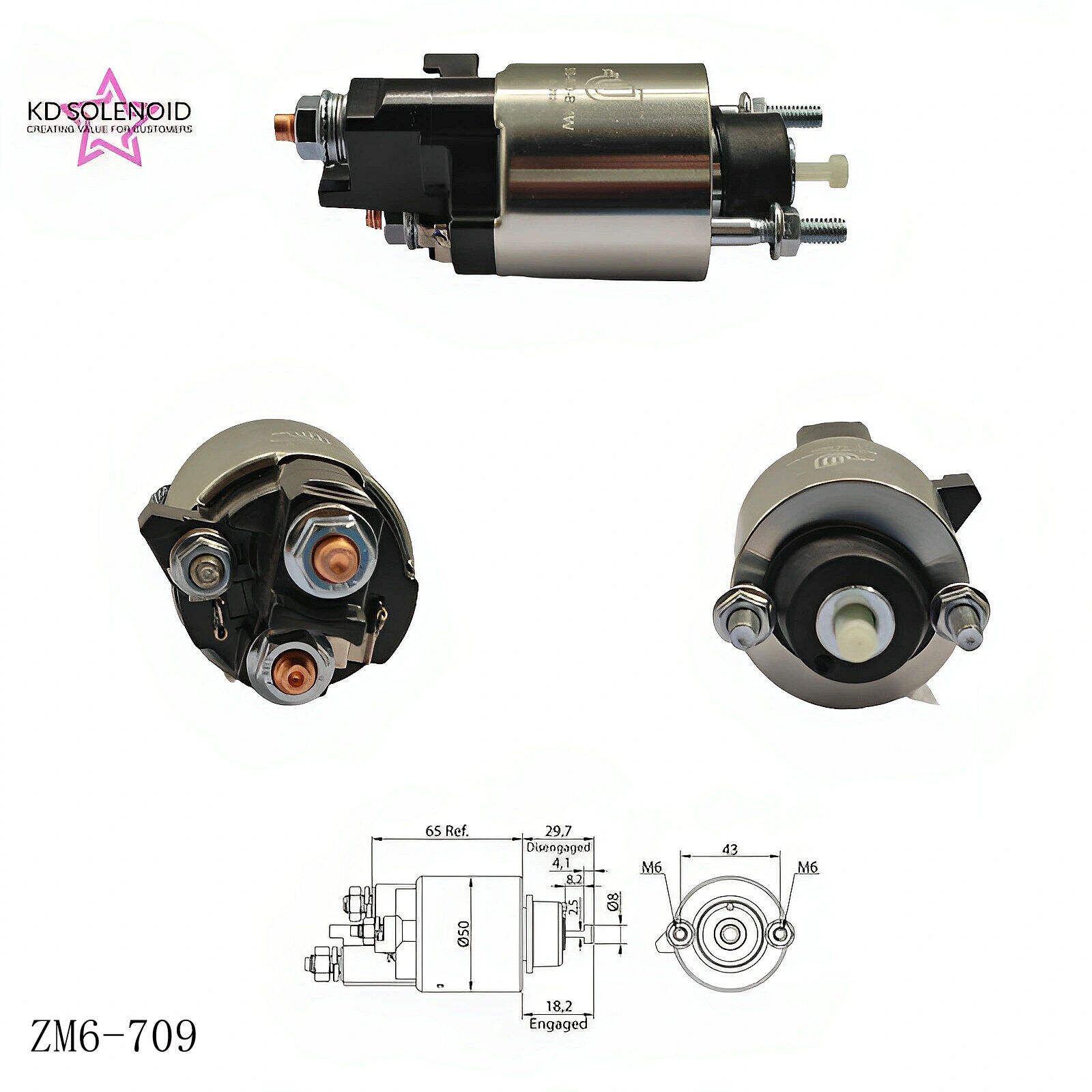ZM6-709 indítómotor-relé kapcsoló | 12 V-os járműalkatrész helyettesítésre