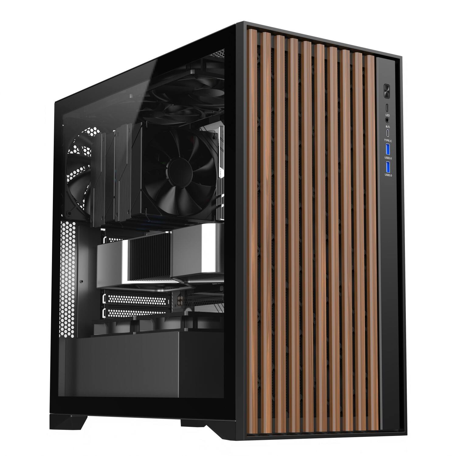 SV05 ATX PC Case with Wooden Panel