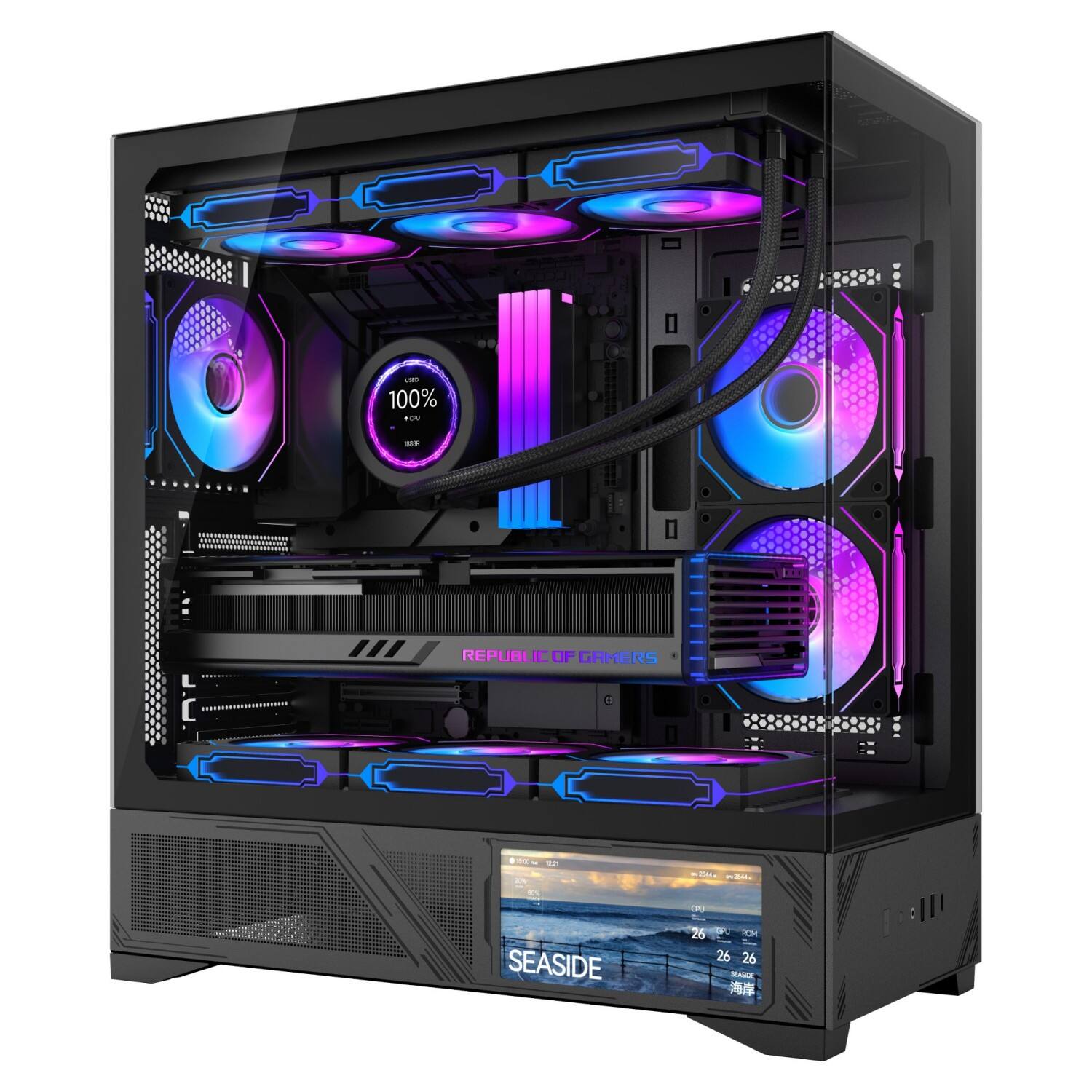 220A09 ATX PC CASE dengan Layar LCD | Casing