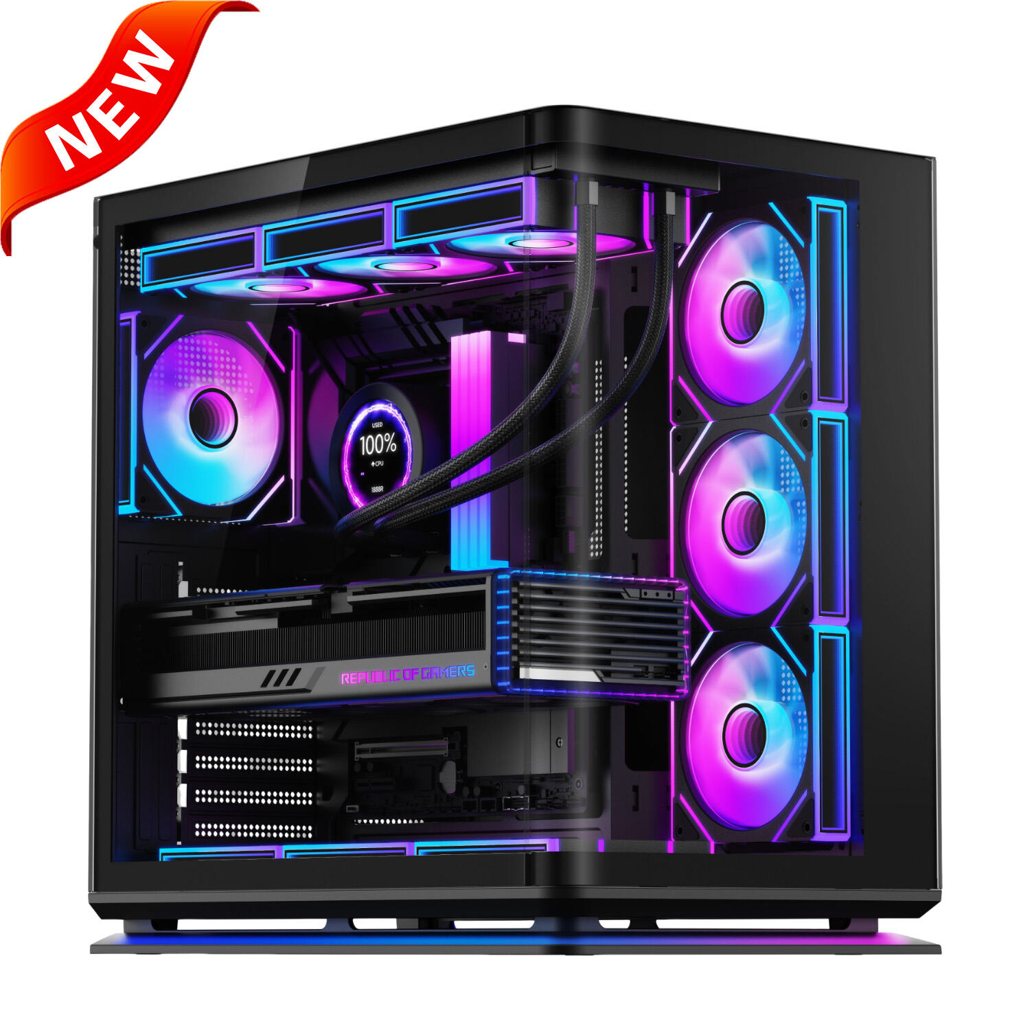 Casing PC ATX Akuarium 2806A dengan Strip Lampu ARGB