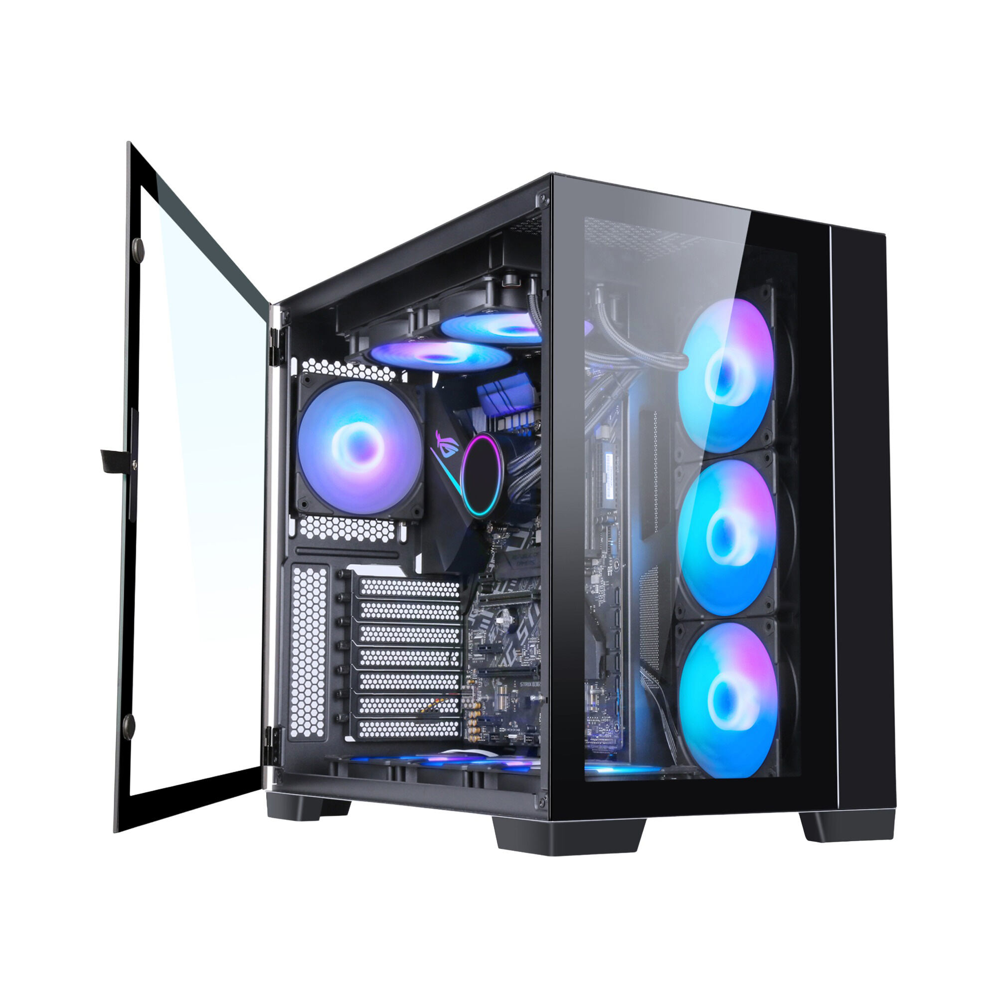 A711G Panoramic ATX PC Case with Hinged Glass Door