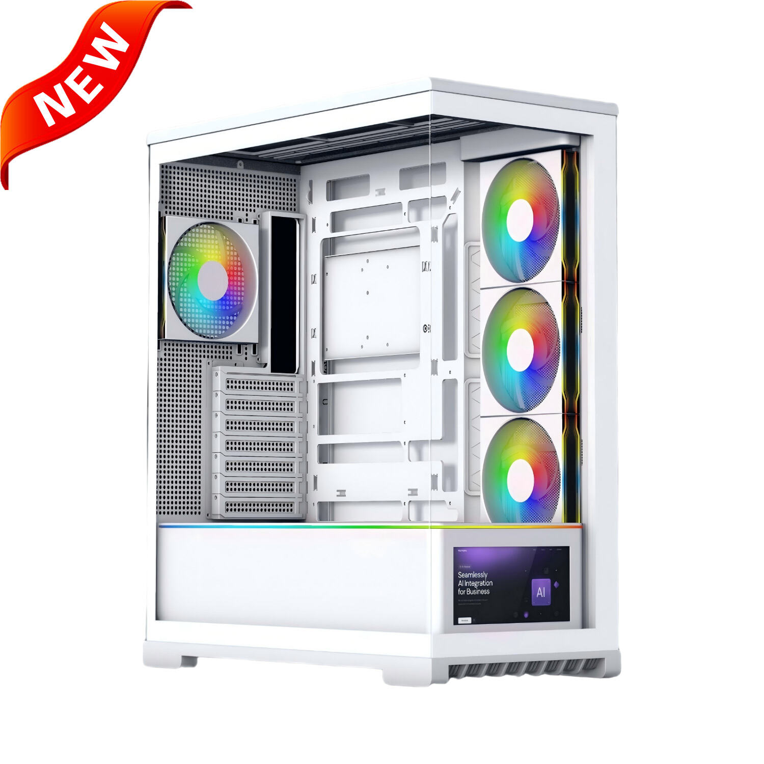 2391 Panoramic ATX PC Case with Optional Bottom Secondary LCD | Cases